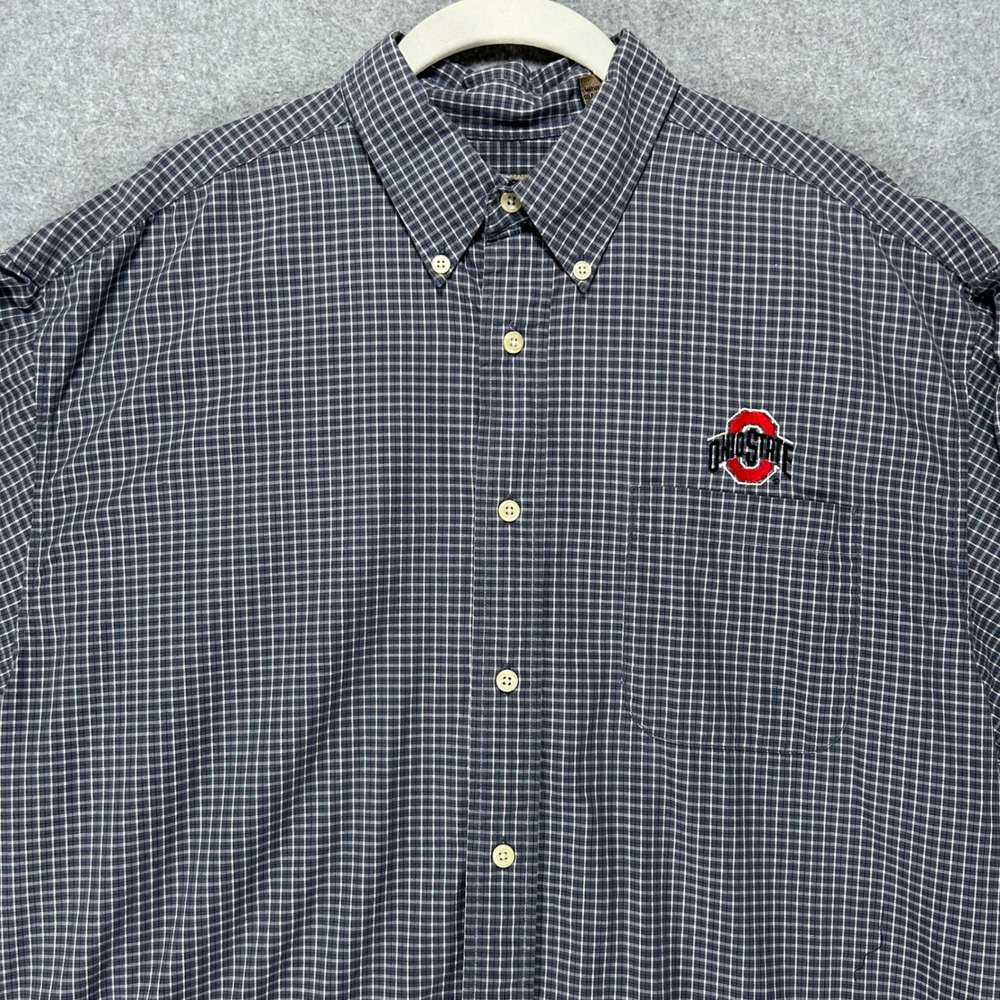 Ohio State Buckeyes Vesi Sportswear Shirt Mens L Navy Check Collegiate Prep